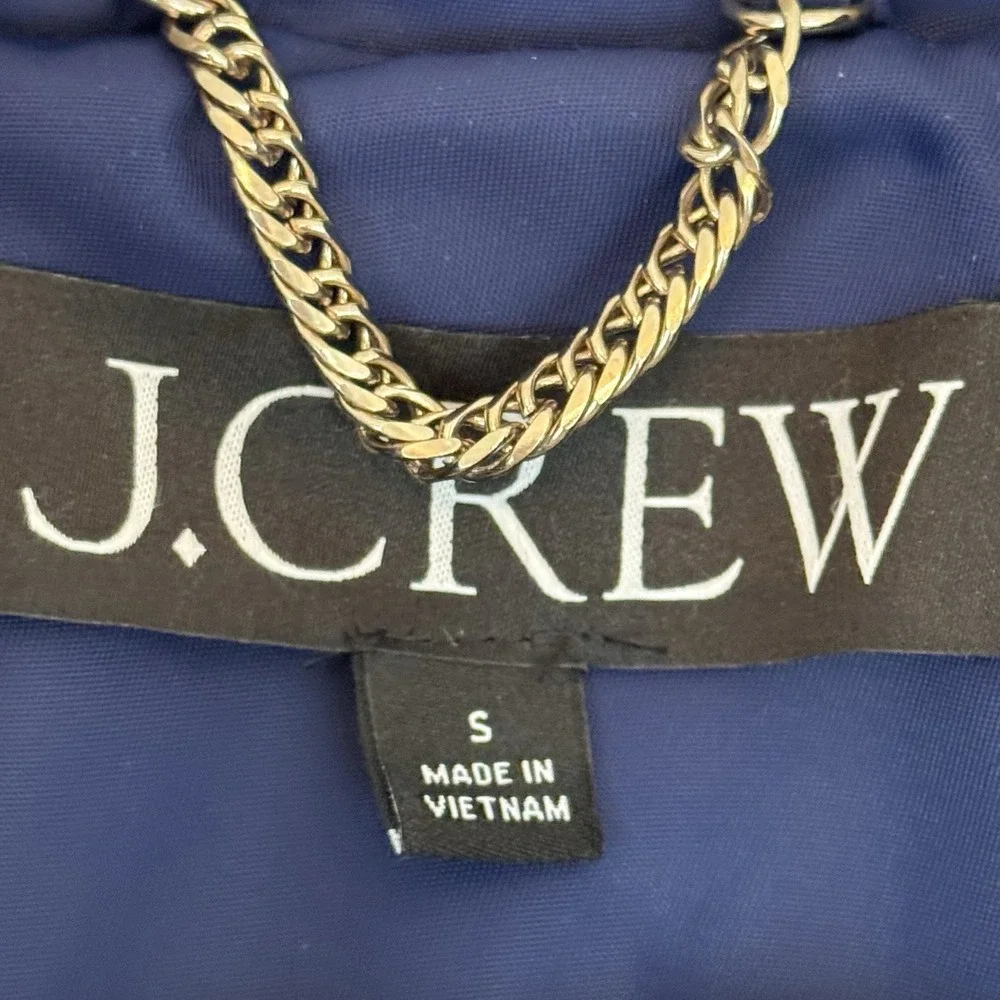 J.Crew Double Breasted Peacoat S Primaloft Puffer Blue Gold Buttons Pockets‎ - Picture 7 of 16